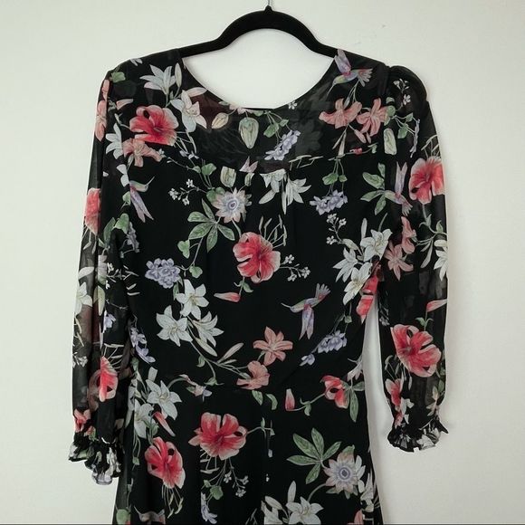 Lulu’s Black Floral Hummingbird Maxi Dress | M - Picture 5 of 9